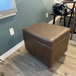 Faux Leather Storage Ottoman