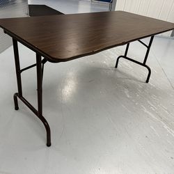 6’ Wooden Folding Table With Aluminum Frame