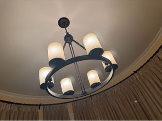 six light metal chandelier