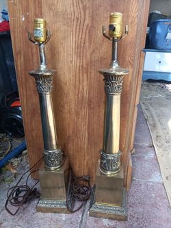 Neoclassical Brass Lamp set