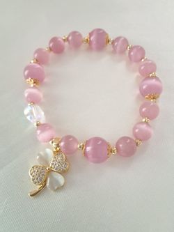Pink Cat's Eye Stretch Bracelet