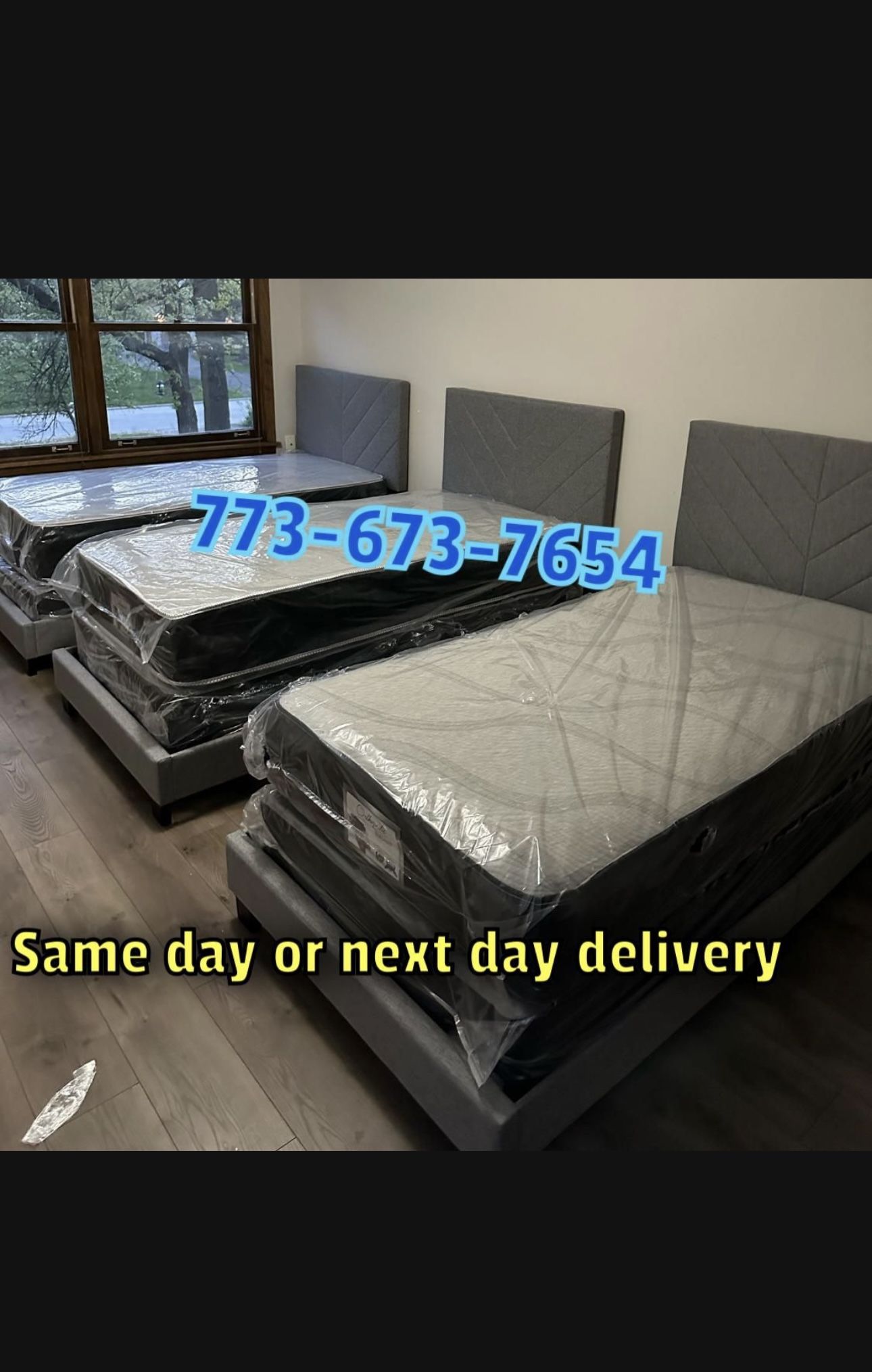 Brand New Twin Bed Frame With Mattress And Box Spring Only $299 🚨Ready For Delivery 🚛