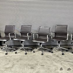6 modern office chairs, brown/chrome