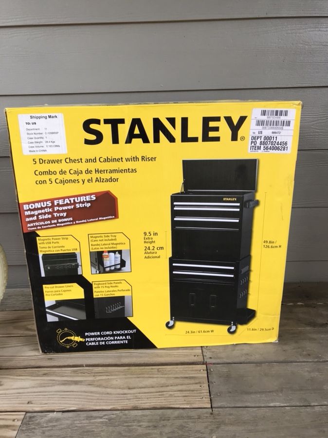 Stanley 5 drawer rolling tool chest and cabinet combination deals