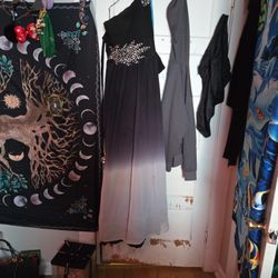 Black Fadded To White Ballgown Dress