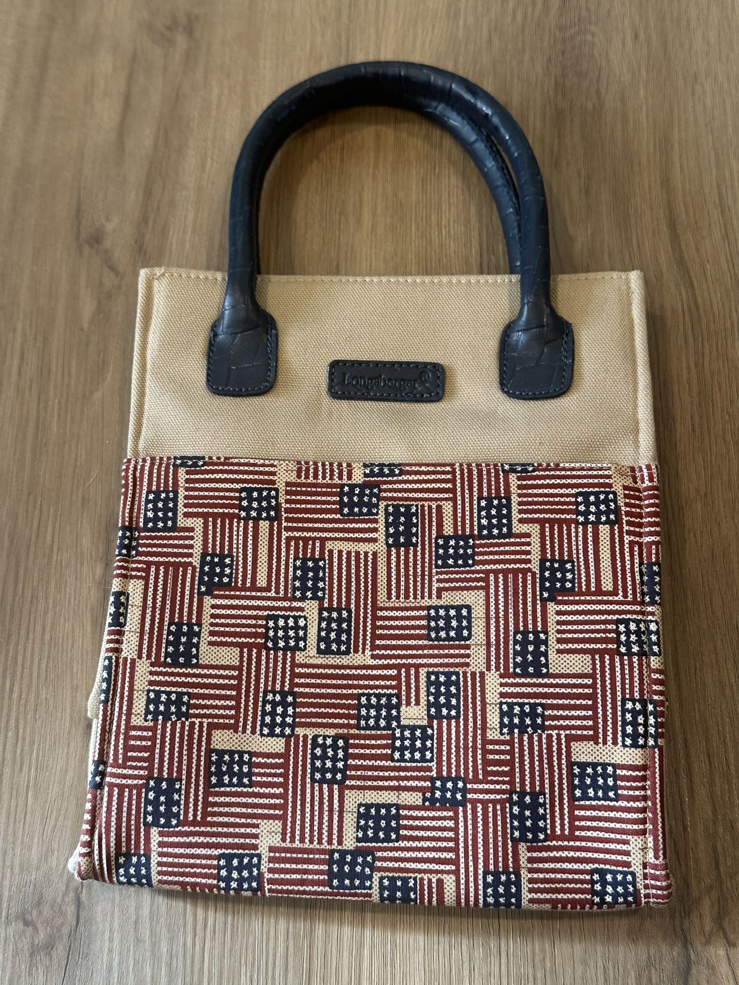Longaberger Basket Homestead Purse Small Tote Bag Americana Flags Handbag