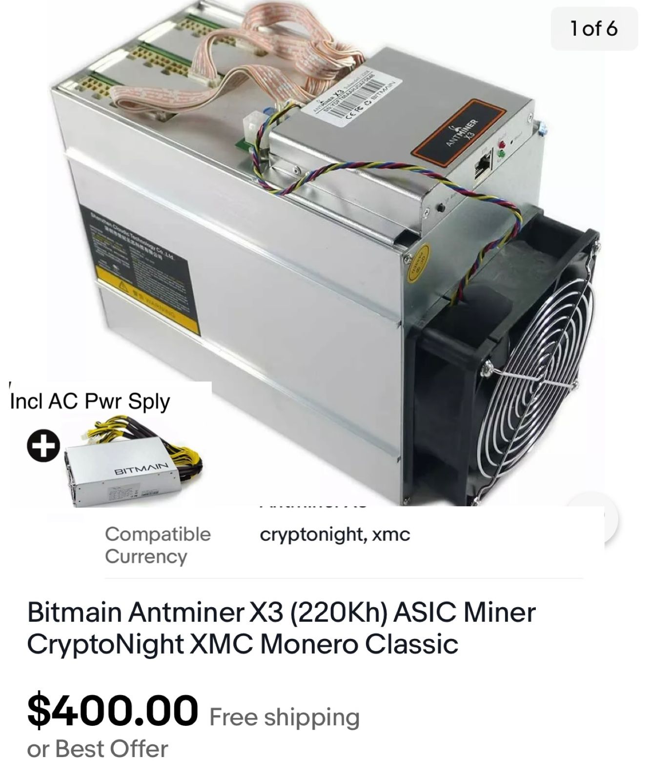 Bitmain Antminer X3 220kh