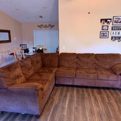 Brown Microfiber Sectional Sofa