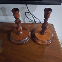 Vintage Wooden Candle Set 