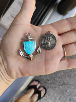 antique sant Christopher pendant and charm