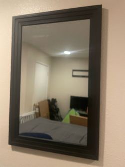 Wall Mirror with Dark Wood Frame