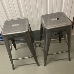 2 Metal Stackable Barstools 30x26x13