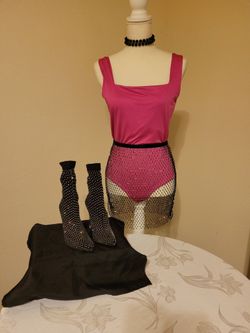 Fashion Nova Rhinestone Shooties/Boots Size 6 With Mini Skirt Bundle