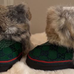 🍀🤎 Little Kids Custom Snow Boots Gucci Print