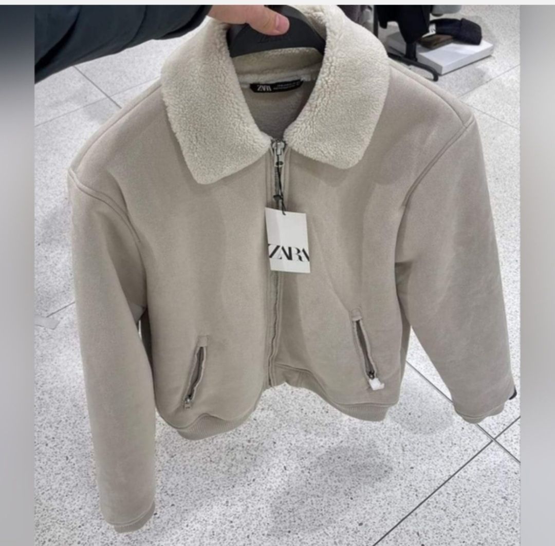 Men's Zara jacket vegan suede Sherpa XL new