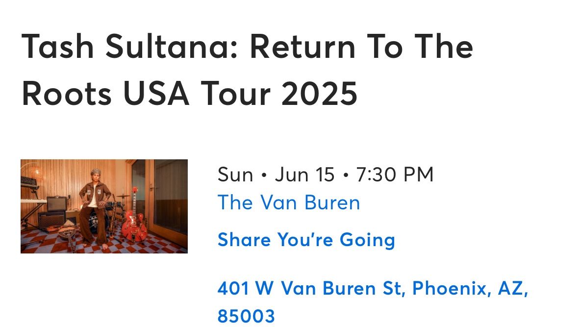 Tash Sultana Tickets 06/15/2025.