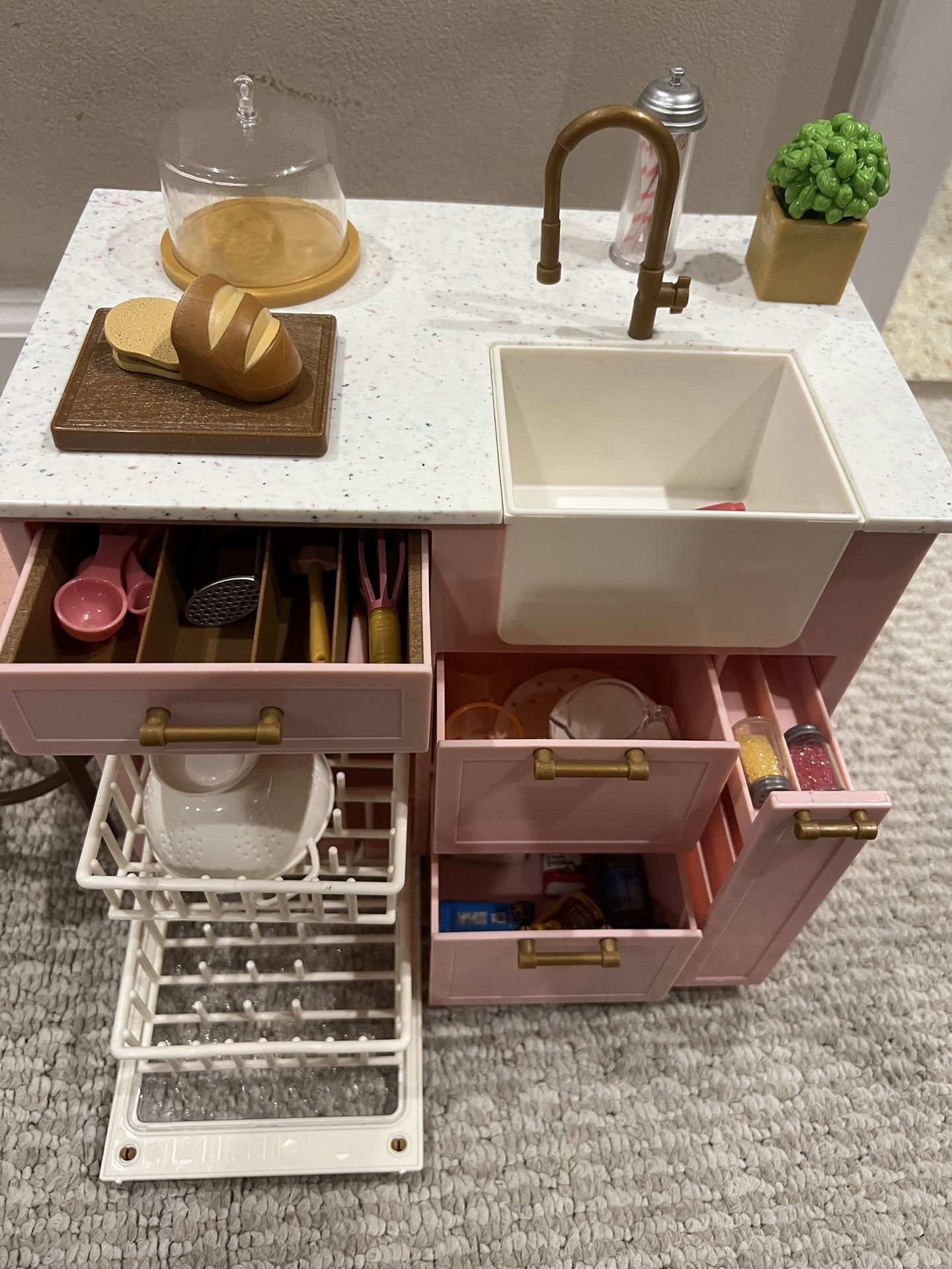 Our Generation Kitchen Island with Accessories for 18" Dolls
