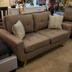 Loveseat Gray Mid-Century Modern Sofa