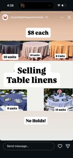 Round Table Linens For SALE