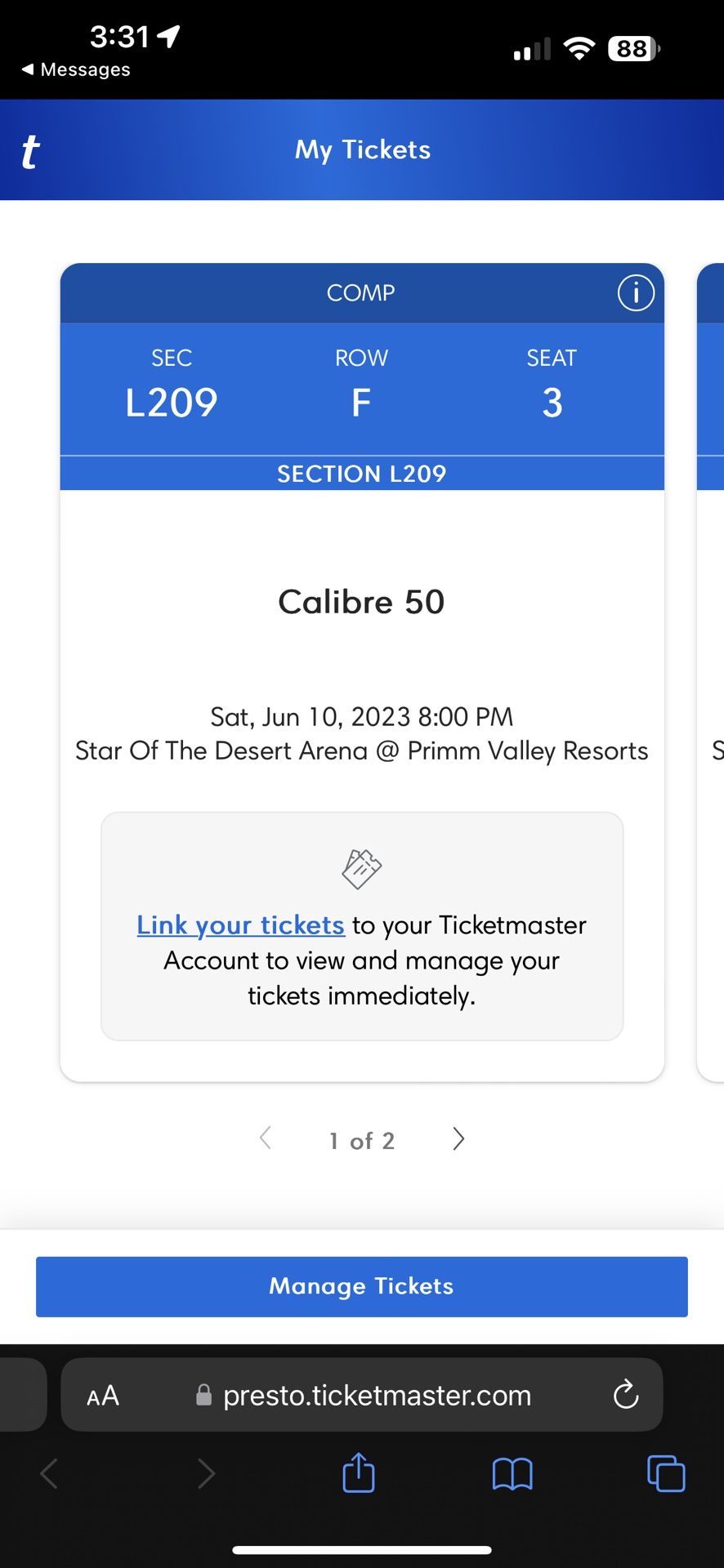 Calibre 50 Tickets
