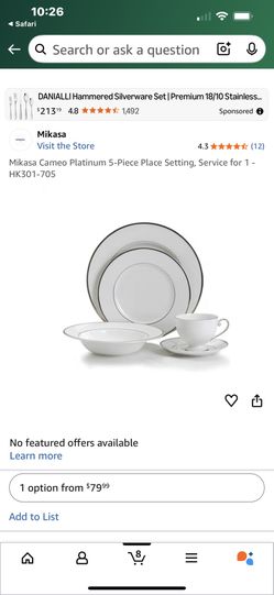 Mikasa Cameo Platinum 5 Piece China Setting Service For 16