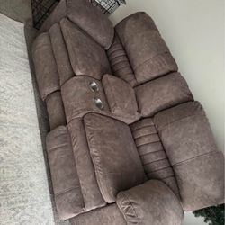 Two Seat Recliner Electric Loveseat With Middle Storage
