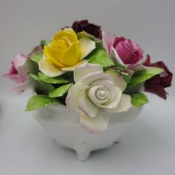 Royal Adderley Bone China Vintage Floral Bouquet in Pedestal Bowl
