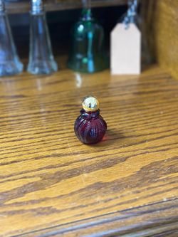 Vintage 1970s Avon Ruby Red Glass Miniature Perfume Bottle