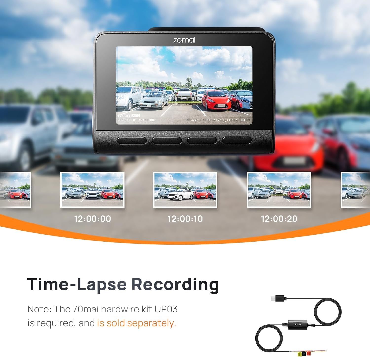 70mai A810 4K Dash Cam Front and Rear, Dual Dash Camera for Cars 
