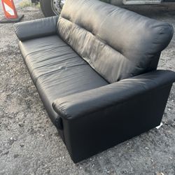 Black Faux Leather Couch