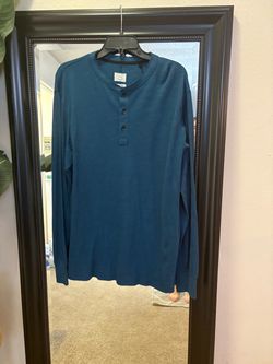 Teal Long Sleeve Henley Shirt