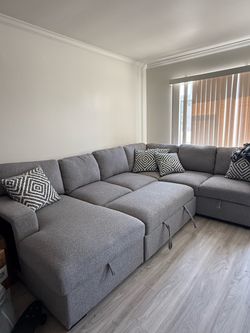 gray sectional couch with usb ports