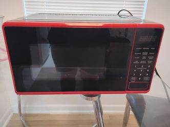 Red Compact Countertop Microwave Oven - Clean & Fully Working