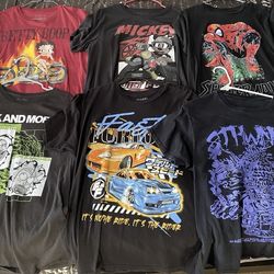9 Graphic T-Shirts Bundle Size L, Streetwear Rick & Morty Marvel, Cheech & Chong
