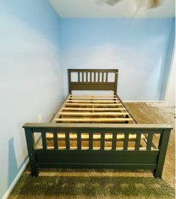 Dark Gray Full Wooden Bed Frame