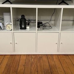 Shelf unit, high gloss white, with 4 doors