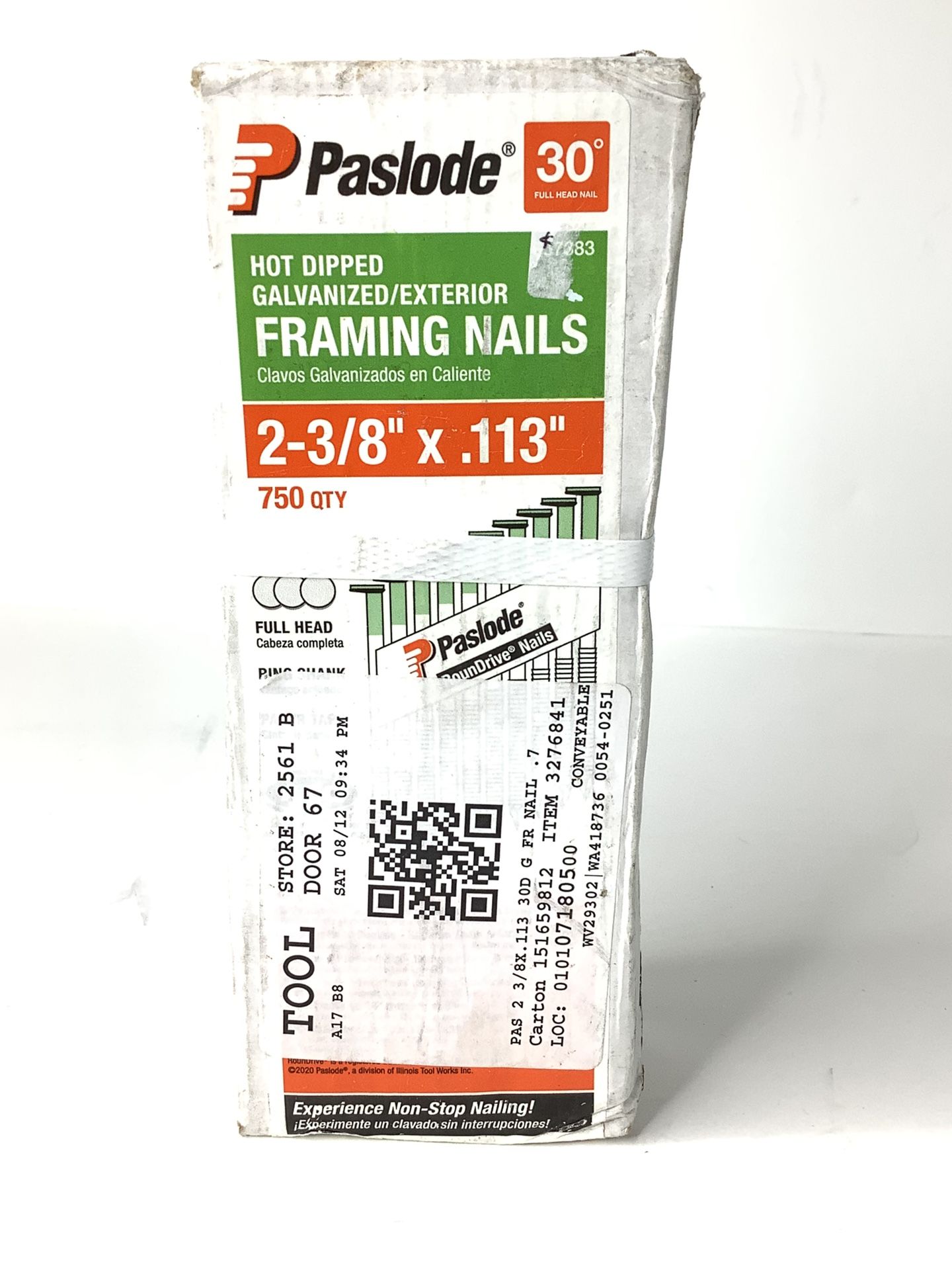 2-3/8” X 0.113 Round Drive 30-Degree Steel Galvanized Ring Paper Tape Framing Nails
