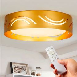 foucasal Modern LED Flush Mount Ceiling Light with Night Light Gold 13"
2400LM 2700K-6500K Dimmable, 3CCT, Remote Control, Ideal for Bedroom Bathroom