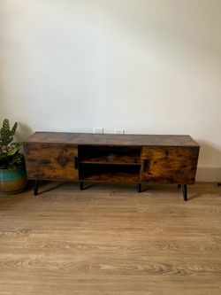 SUPERJARE TV Stand for 55 Inch TV Entertainment Cente