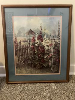 Limited Edition Signed Glynda Turley Hollyhocks II 1990 Framed