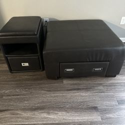 Ottoman And Side Table 