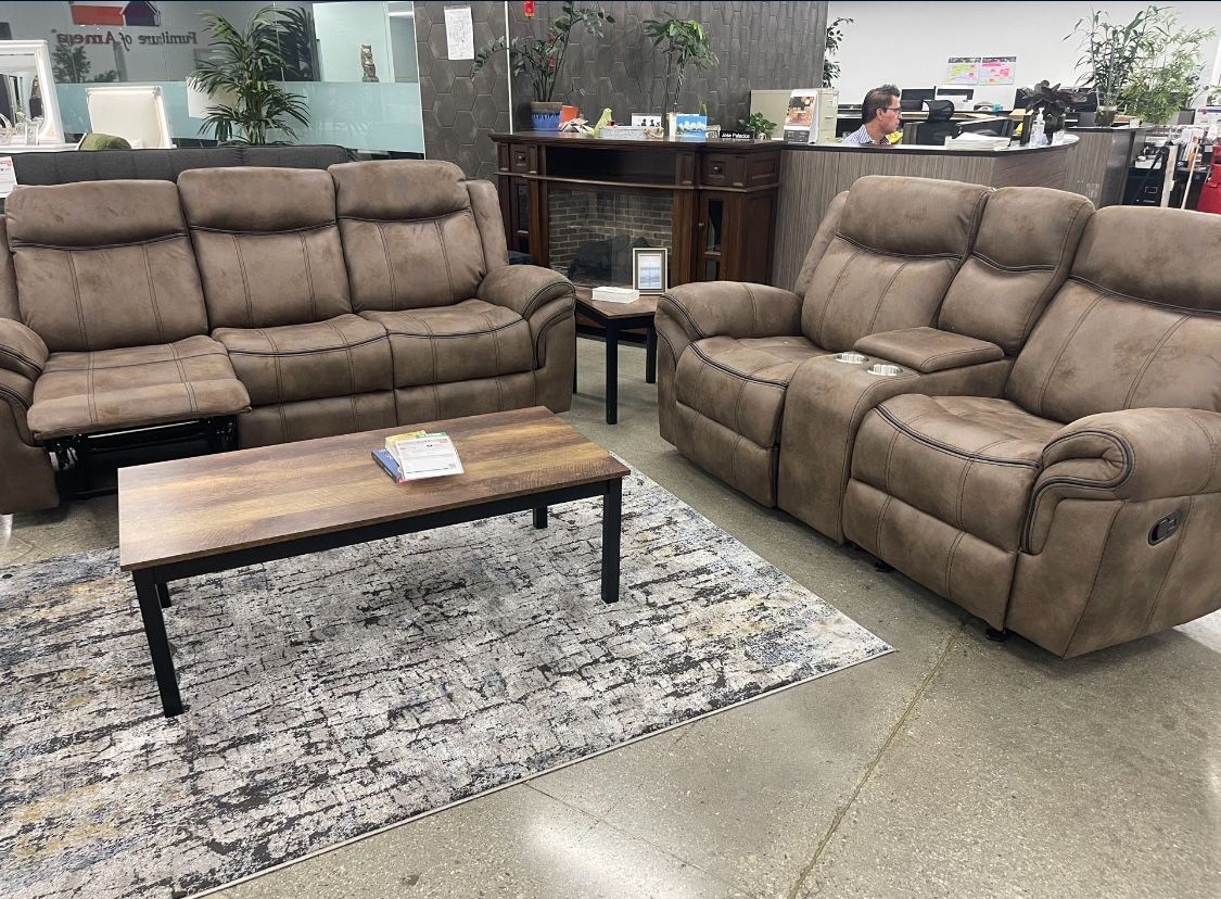 2pc Sofa + Loveseat With Reclining Seats