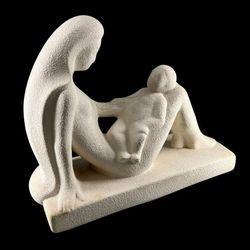  Royal Haeger Ivory Sand Textured Statue Mother And Child. Mother's Day Gift