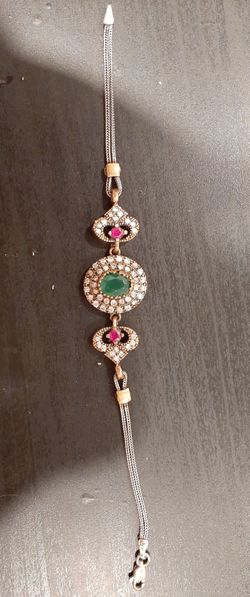 Vintage Ottoman Style Bracelet – Emerald Green & Ruby Crystal Statement Bracelet”