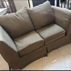Loveseat Couch Olive Green neutral Brown