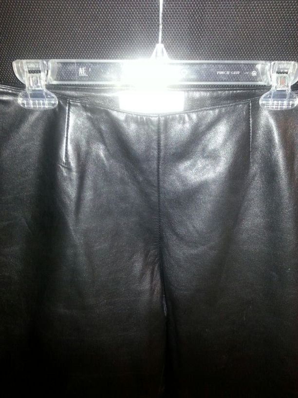 Black geniune leather pants, size 8 excellent condition, $15