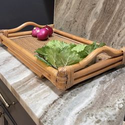 MCM rattan food tray handcrafted