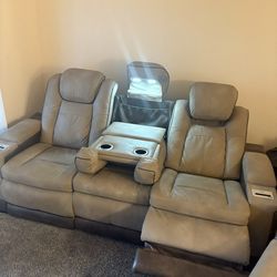 Ashely’s Theater Couch/Recliner Set