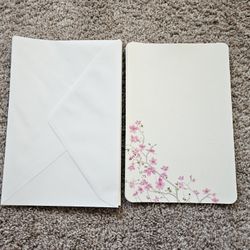 Pink Floral Blank Invitations/Note Cards 
