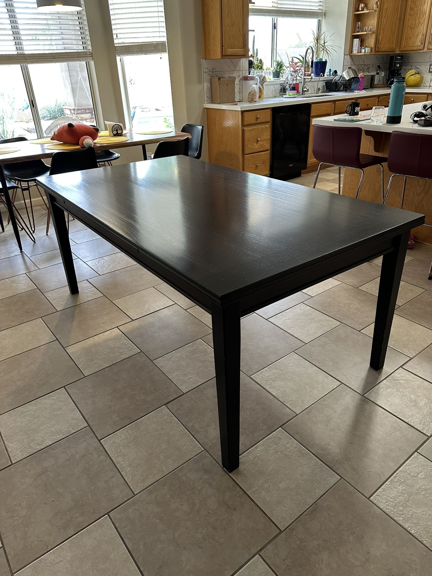 Dark Brown Wood Dining Table